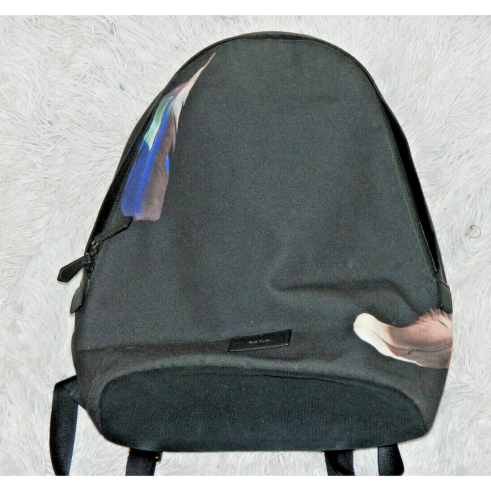 Paul Smith Black Backpack with Feather Print